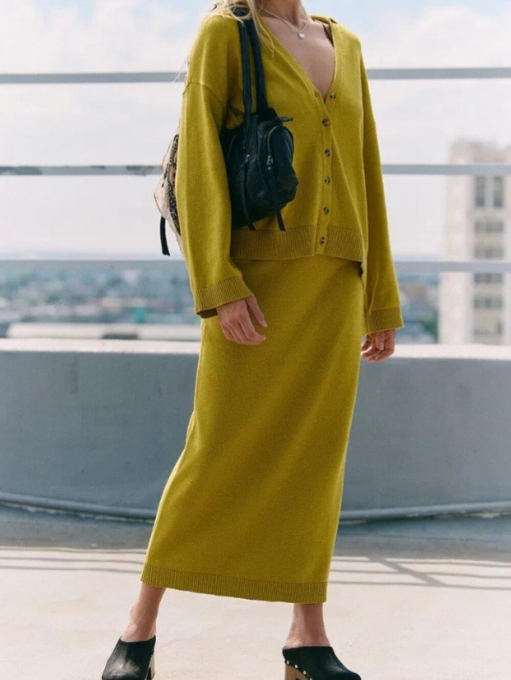 Free People Olive Green Maxi Knit Skirt